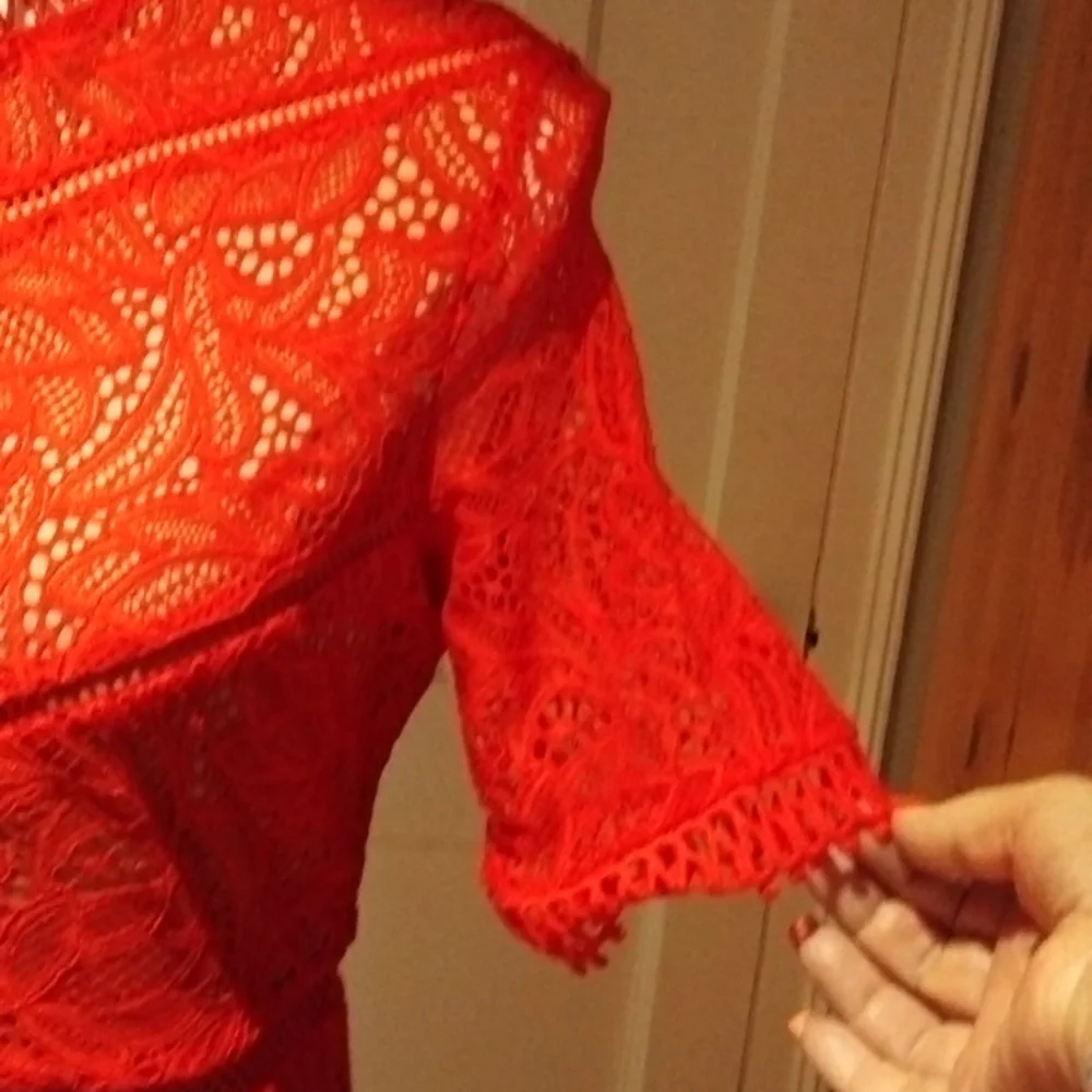 Theodora Lace Dress in Fire Red - Picture 8 of 16